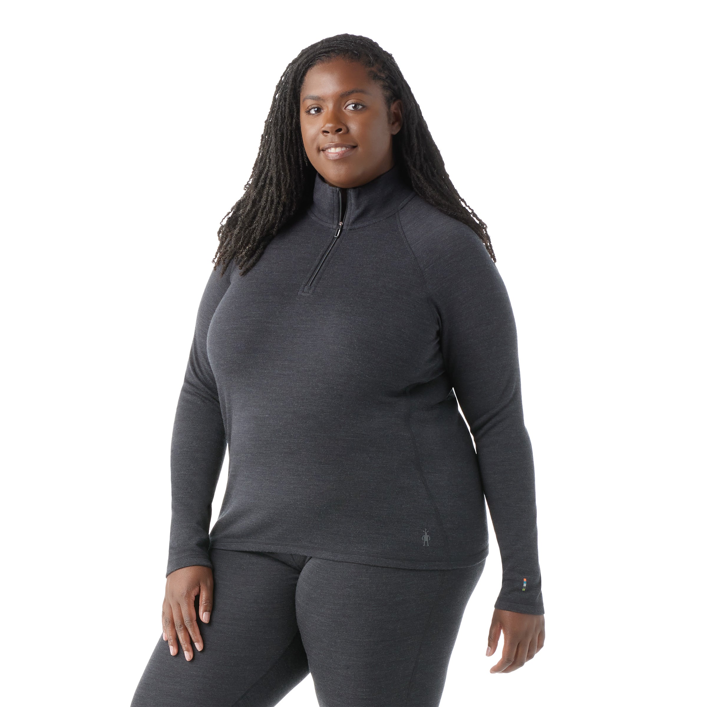 Women's Classic Thermal Merino Base Layer 1/4 Zip Plus Charcoal