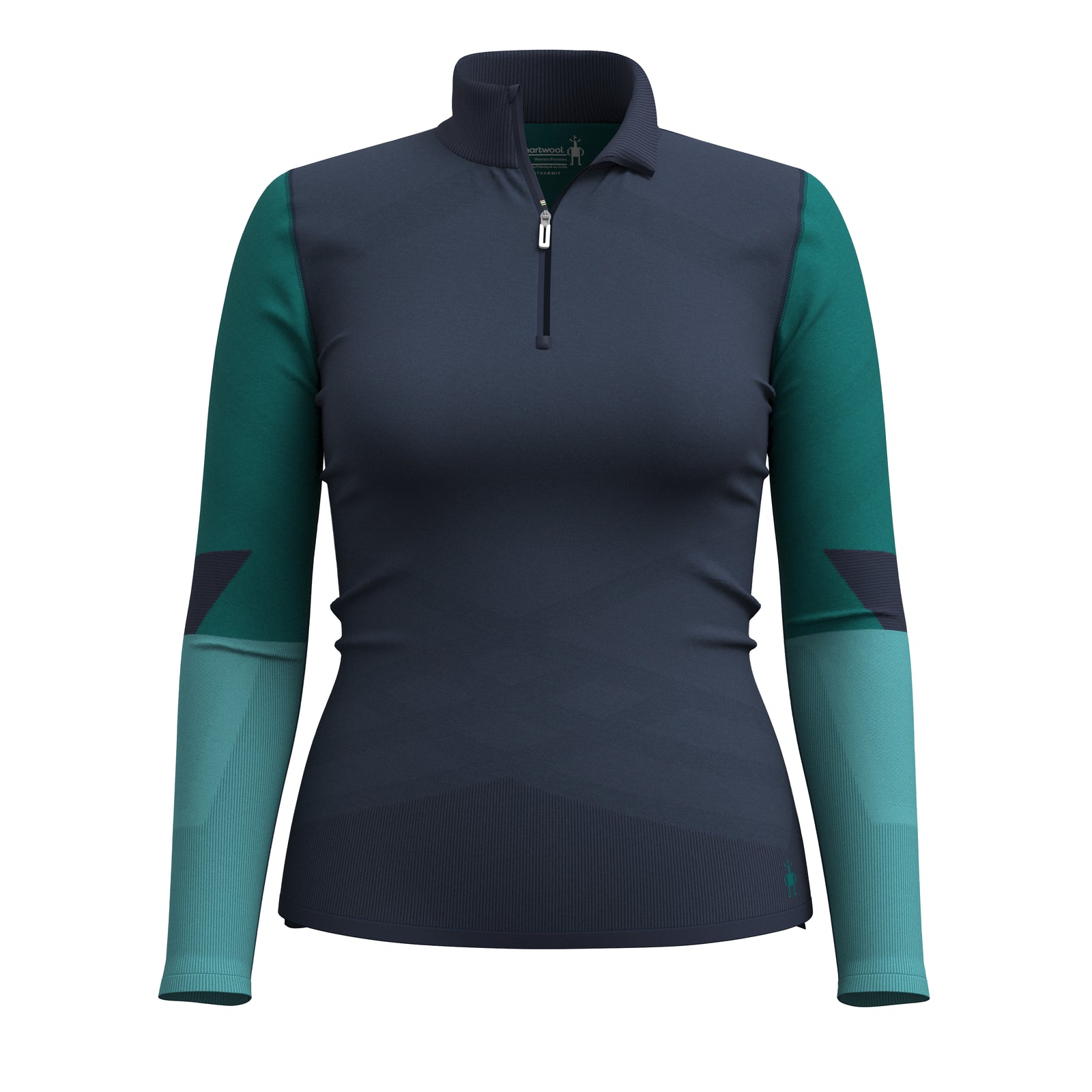 Women's Intraknit™ Thermal Merino Base Layer Colorblock 1/4 Zip Black-Charcoal - ver - 2