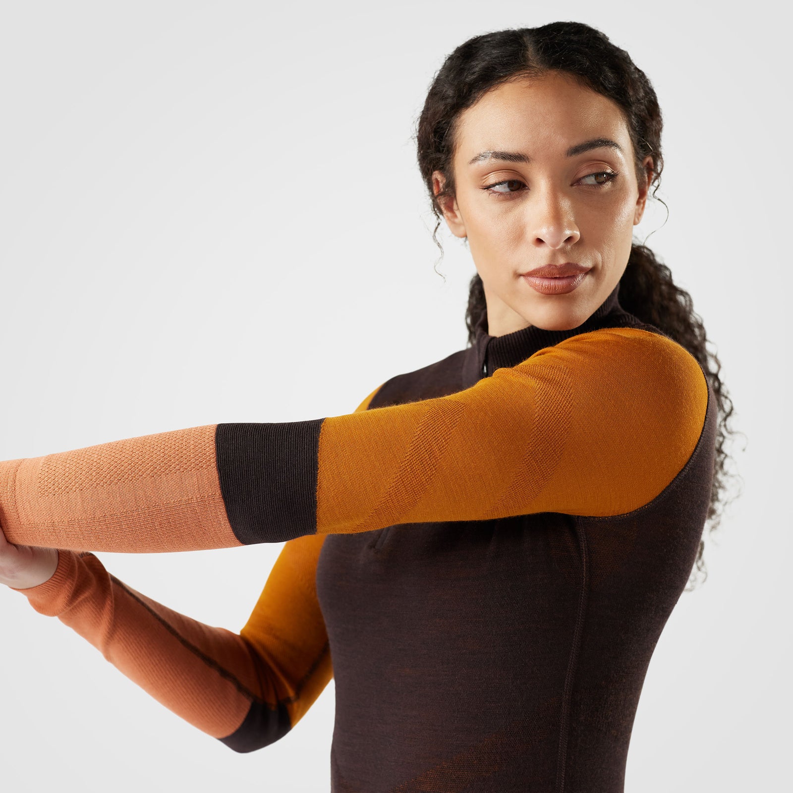 Women's Intraknit™ Thermal Merino Base Layer Colorblock 1/4 Zip Black-Charcoal - ver - 3