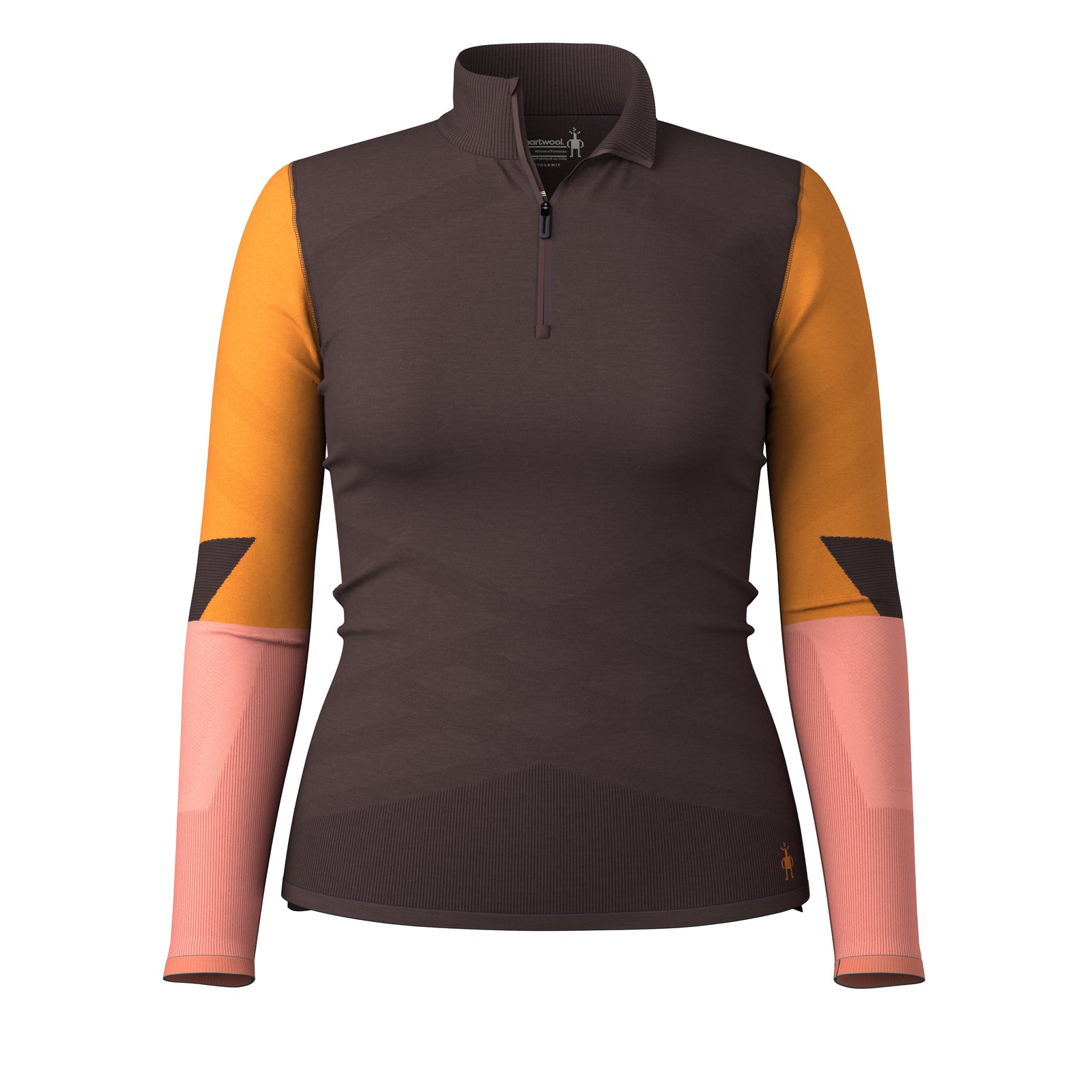 Women's Intraknit™ Thermal Merino Base Layer Colorblock 1/4 Zip Black-Charcoal - ver - 4