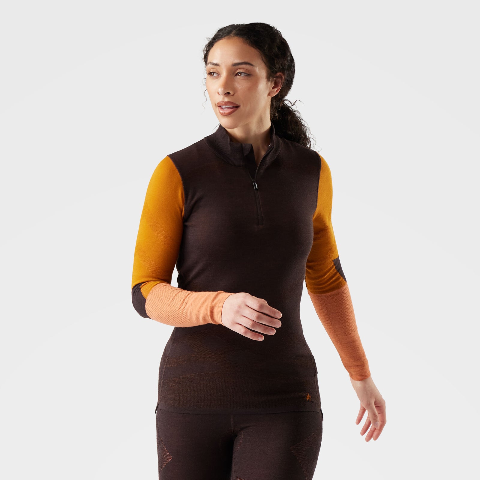 Women's Intraknit™ Thermal Merino Base Layer Colorblock 1/4 Zip Black-Charcoal - ver - 1