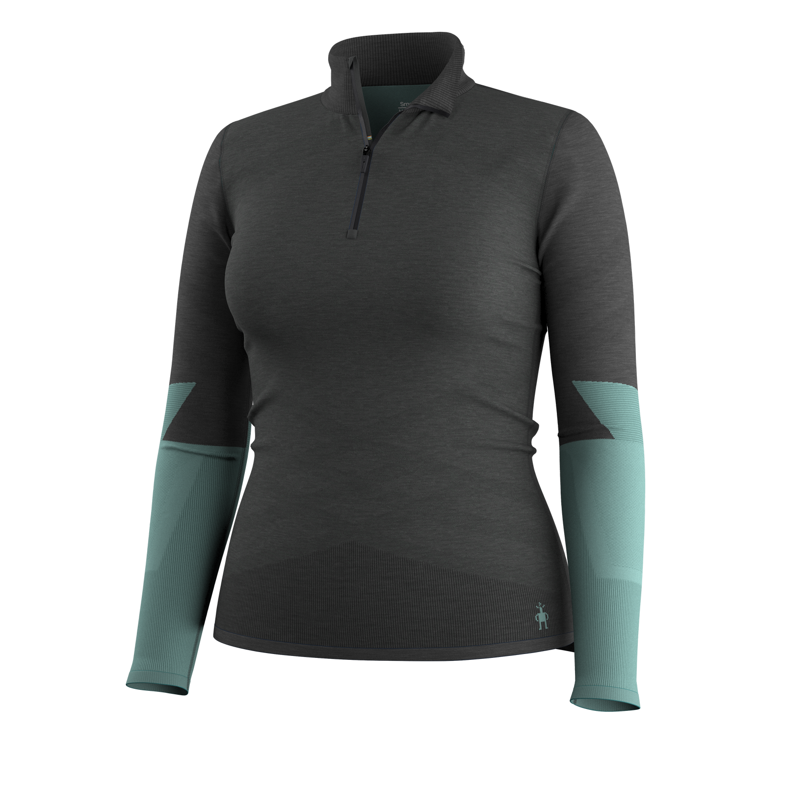 Women's Intraknit™ Thermal Merino Base Layer Colorblock 1/4 Zip Charcoal-Dusty Teal - ver - 3