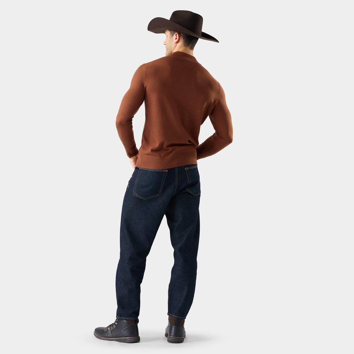 Men's Sparwood 1/4 Zip Sweater Burnt Sienna Donegal - ver - 2