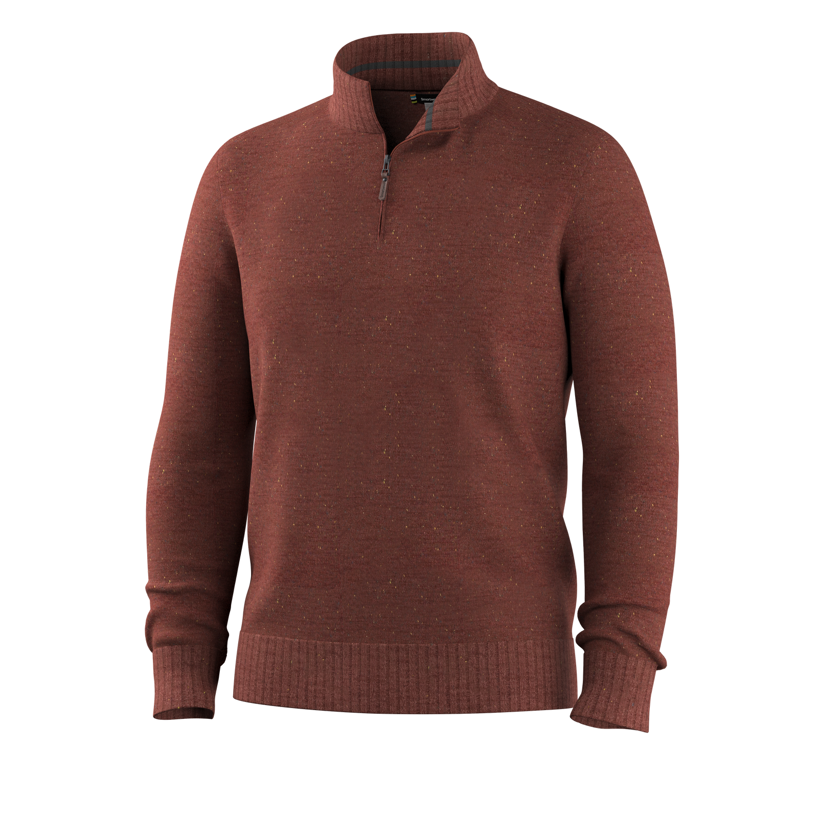 Men's Sparwood 1/4 Zip Sweater Burnt Sienna Donegal - ver - 3