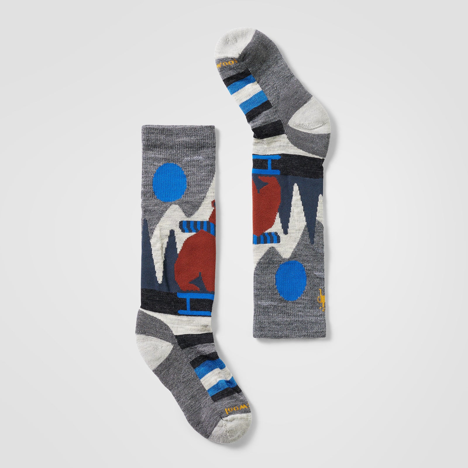 Kids' Ski Sleigh Bear Over The Calf Socks Medium Gray - ver - 1