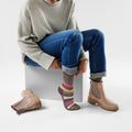 Women's Everyday Multi-Stripe Crew Socks Taupe - ver - 2