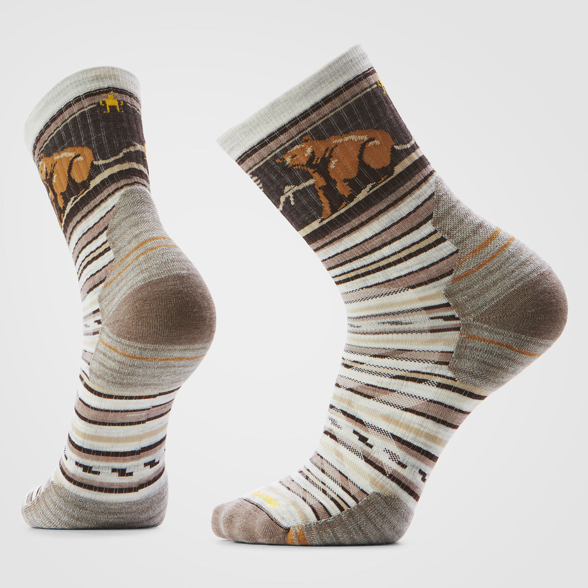 Hike Bear Stripe Mid Crew Socks Ash - 1