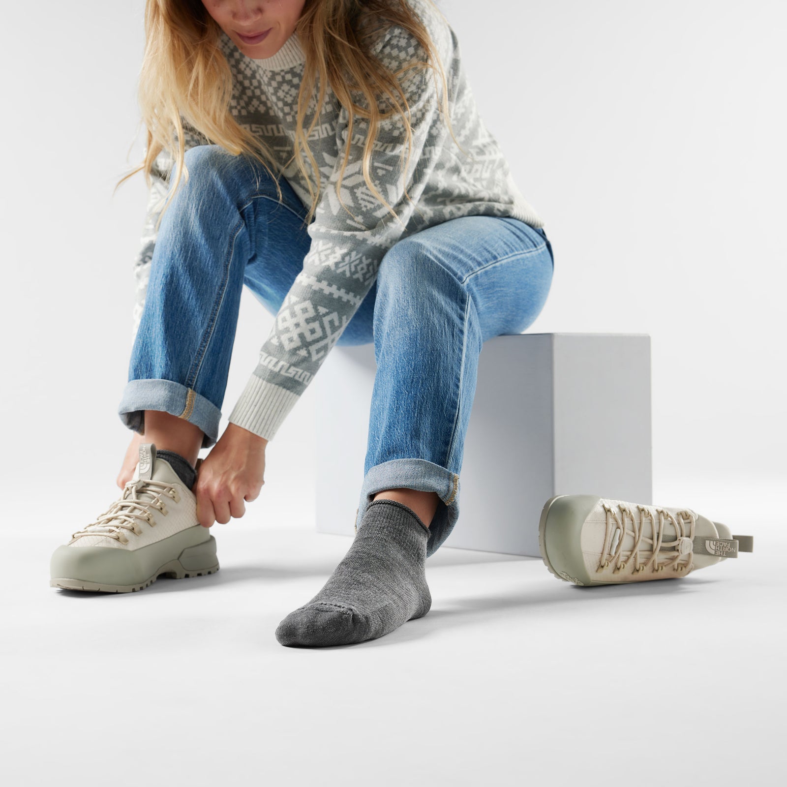 Women's Everyday Roll Top Ankle Socks Moonbeam - ver - 2