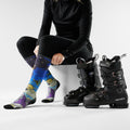 Women's Ski Galactic Ski Print OTC Socks? Deep Navy - ver - 2