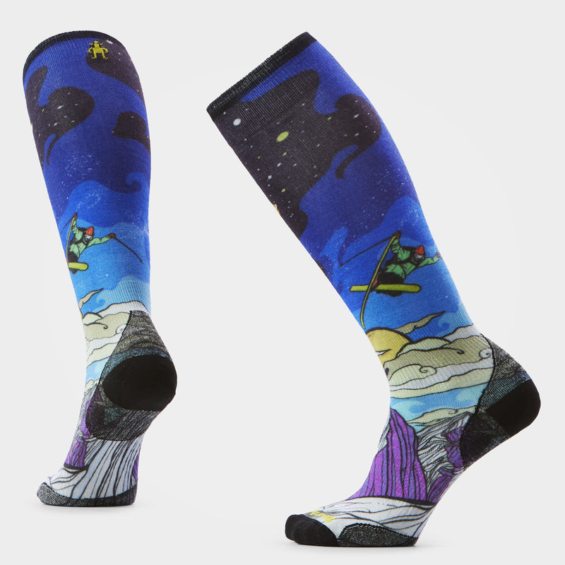 Women's Ski Galactic Ski Print OTC Socks - Deep Navy / L