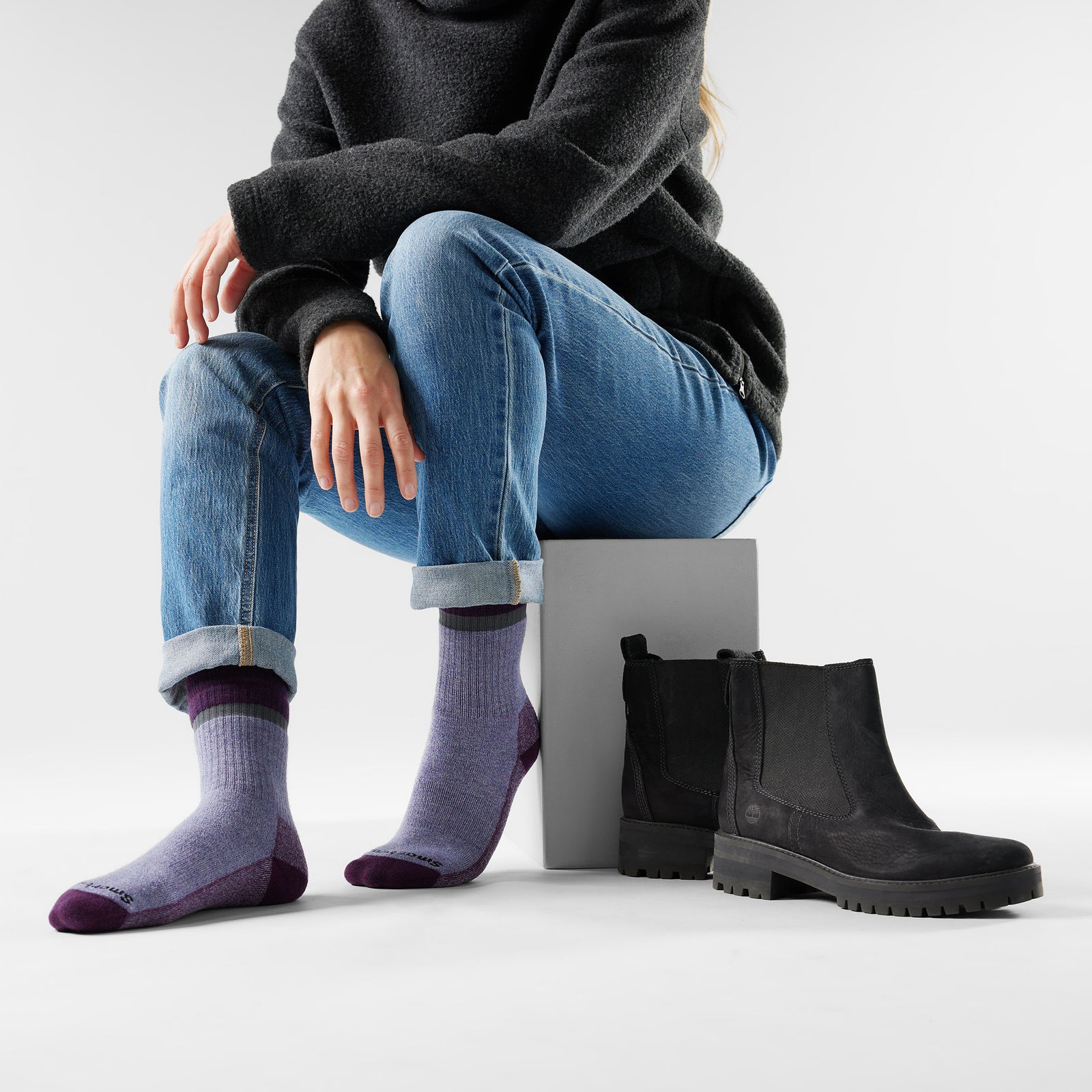 Women's Everyday Cozy Best Friend Crew Socks Fossil - ver - 2