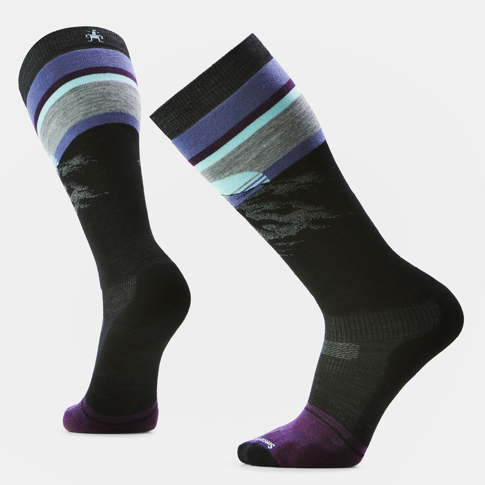 Snowboard Mountain Sunrise Over The Calf Socks Winter Moss - ver - 1