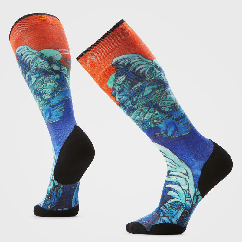 Ski Winter Haze Print Over the Calf Socks - Deep Navy / M