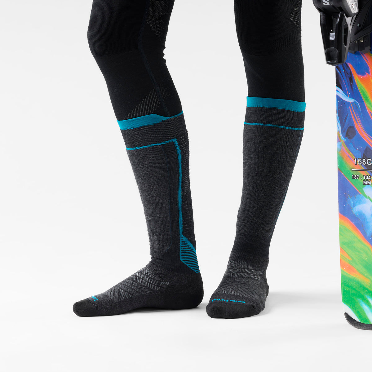 Intraknit™ Women's Ski Over The Calf Socks Charcoal - ver - 2