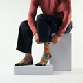 Everyday Cozy Holiday Mosaic Print Crew Socks Tibetan Red - ver - 2