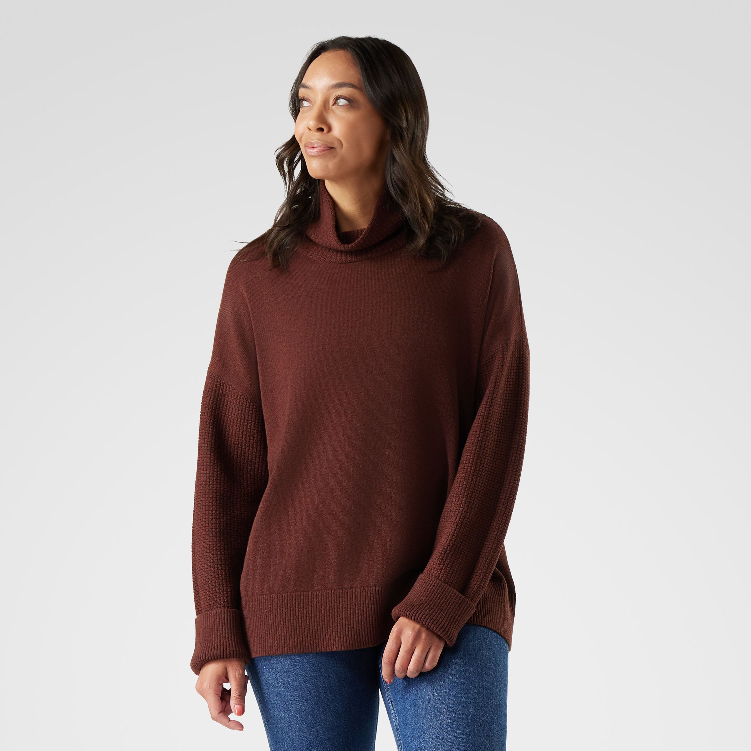 Women's Edgewood Cowl Neck Sweater - Pecan Brown-Mink Women's Edgewood Cowl Neck Sweater - Pecan Brown-Mink
