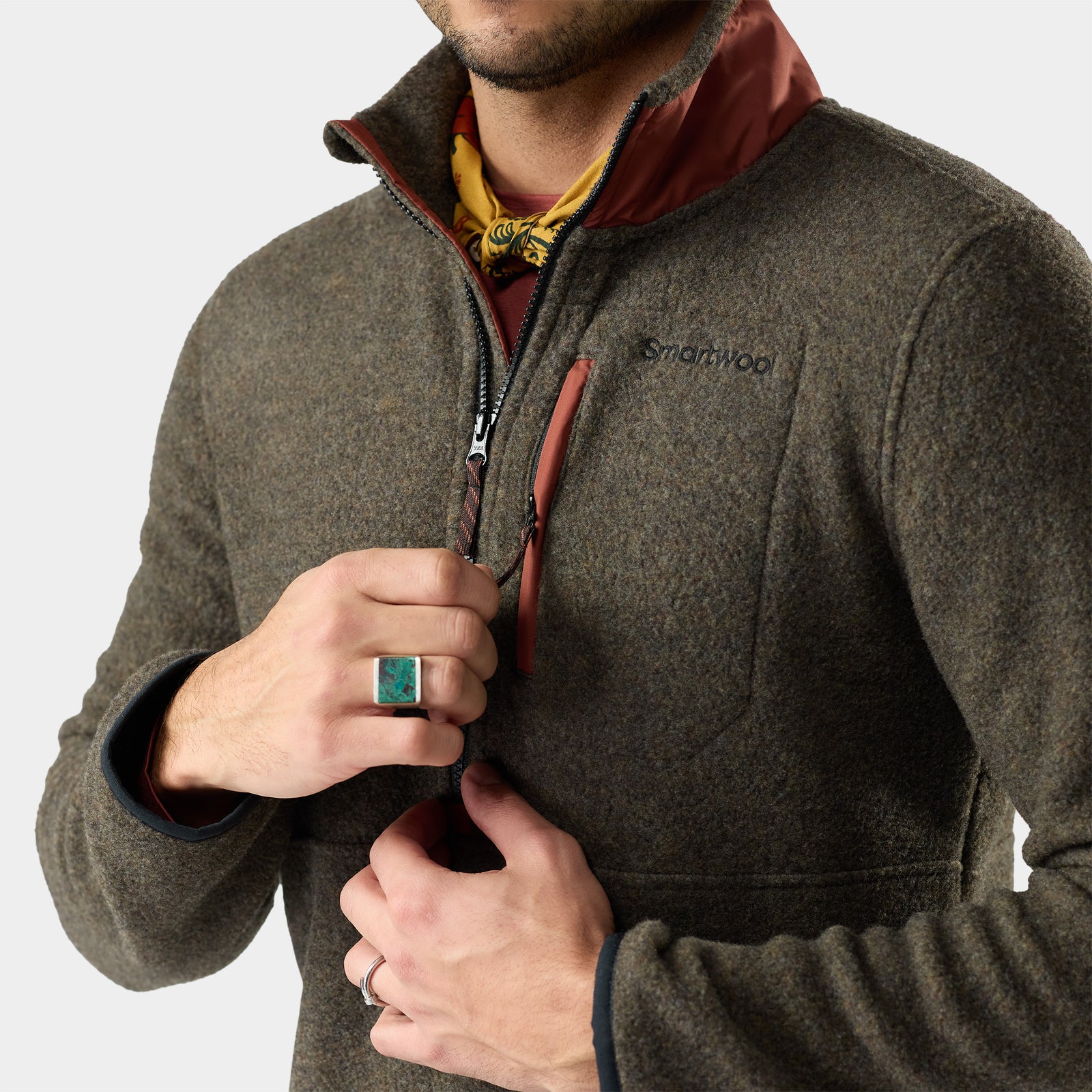 Men's Second Cut™ Fleece 1/2 Zip Burnt Sienna - ver - 3