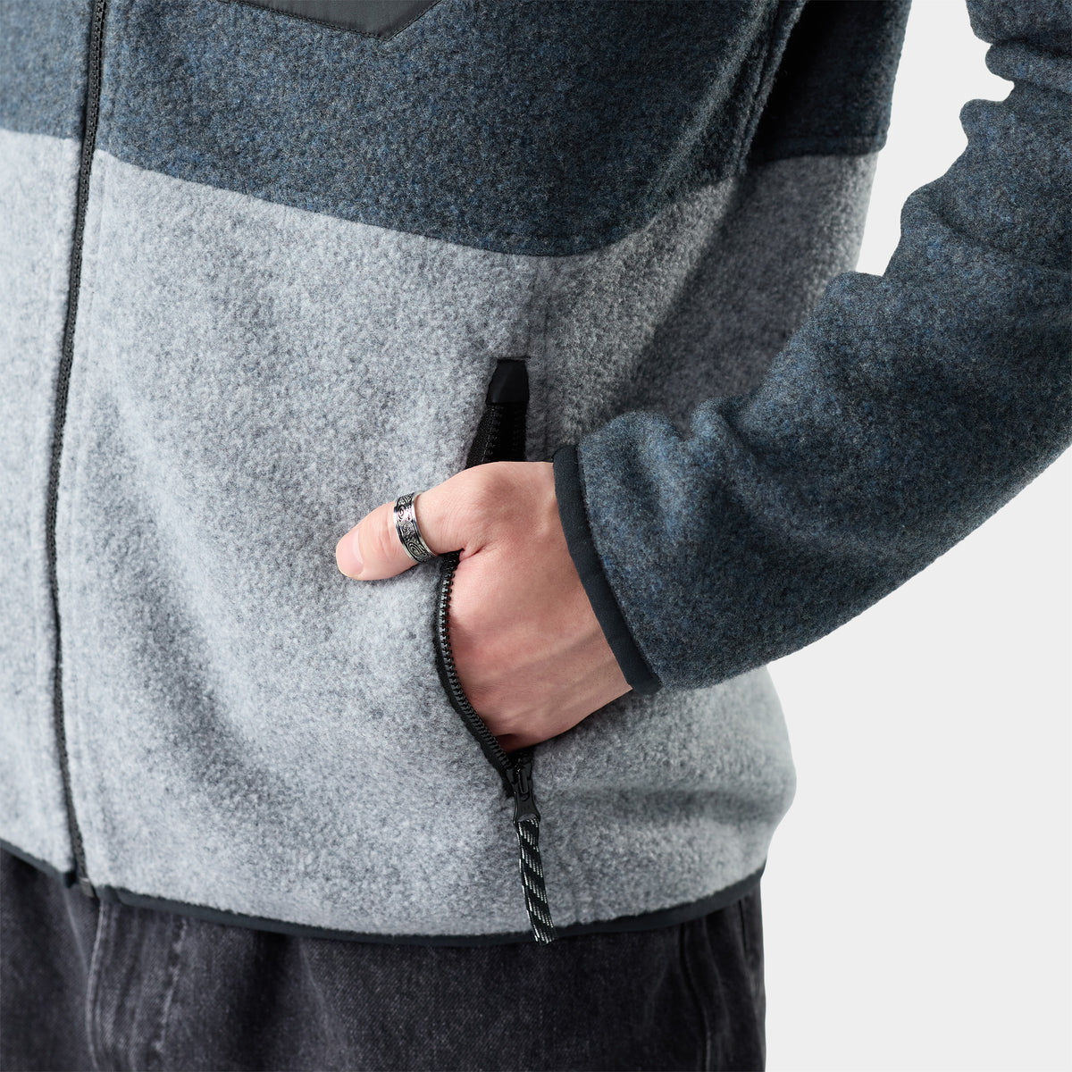 Men's Second Cut™ Fleece Jacket Light Gray-Deep Navy - ver - 3