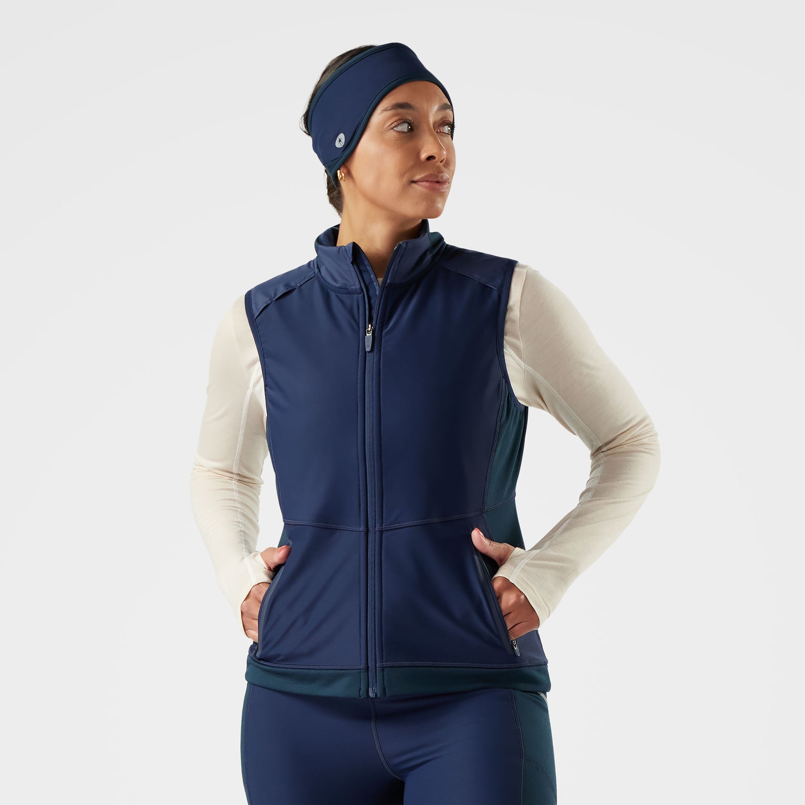 Women's Active Fleece Wind Insulated Vest Deep Navy - ver - 1