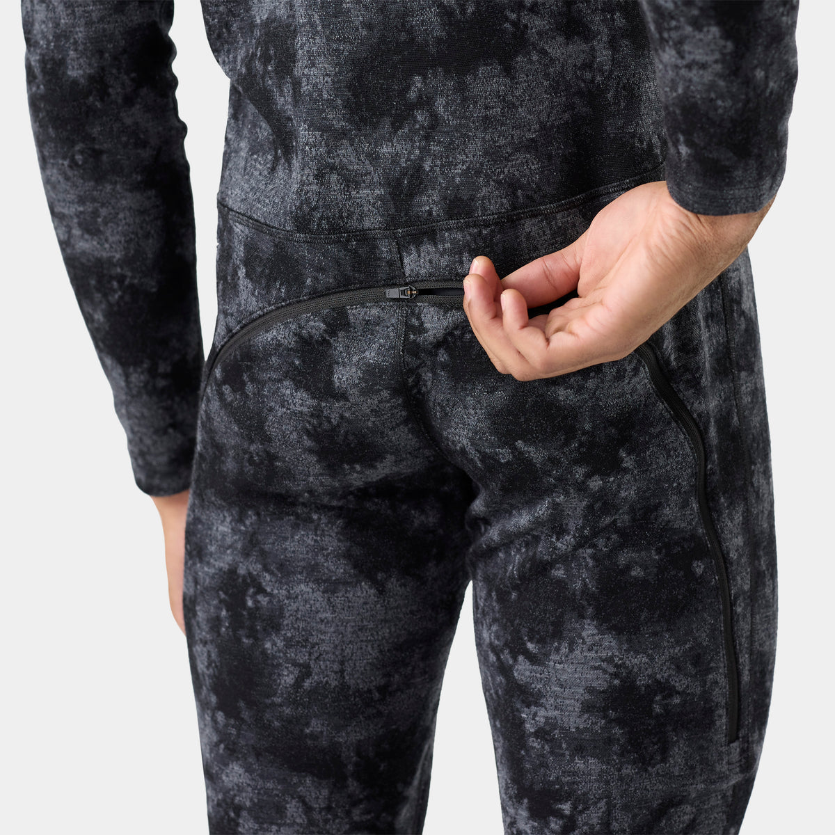 Men's Classic Thermal Merino Base Layer One Piece Black Tie Dye - 3