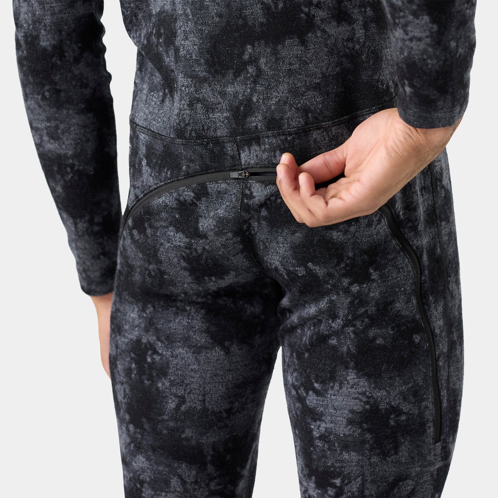 Men's Classic Thermal Merino Base Layer One Piece Black Tie Dye - ver - 3