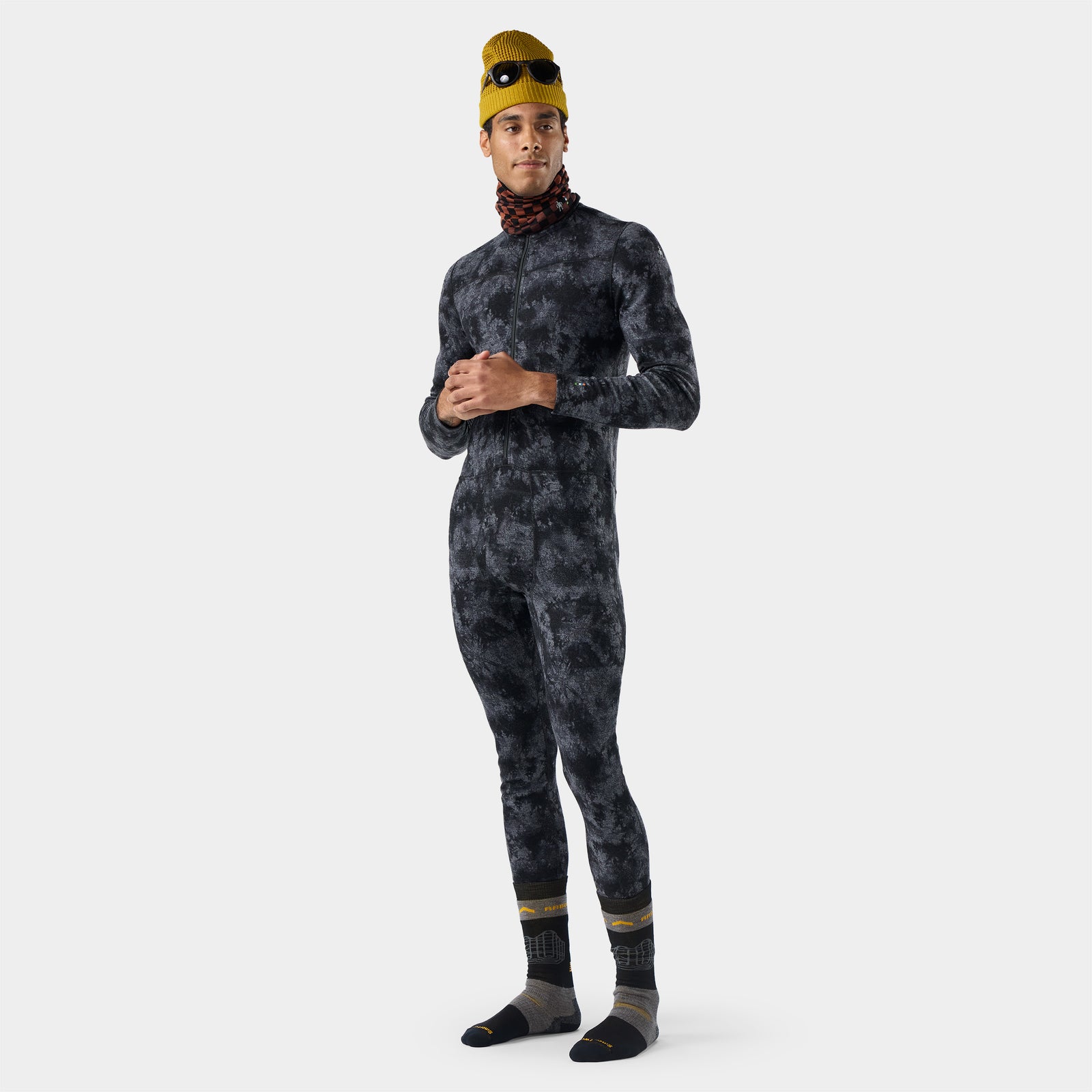 Men's Classic Thermal Merino Base Layer One Piece Black Tie Dye - ver - 1