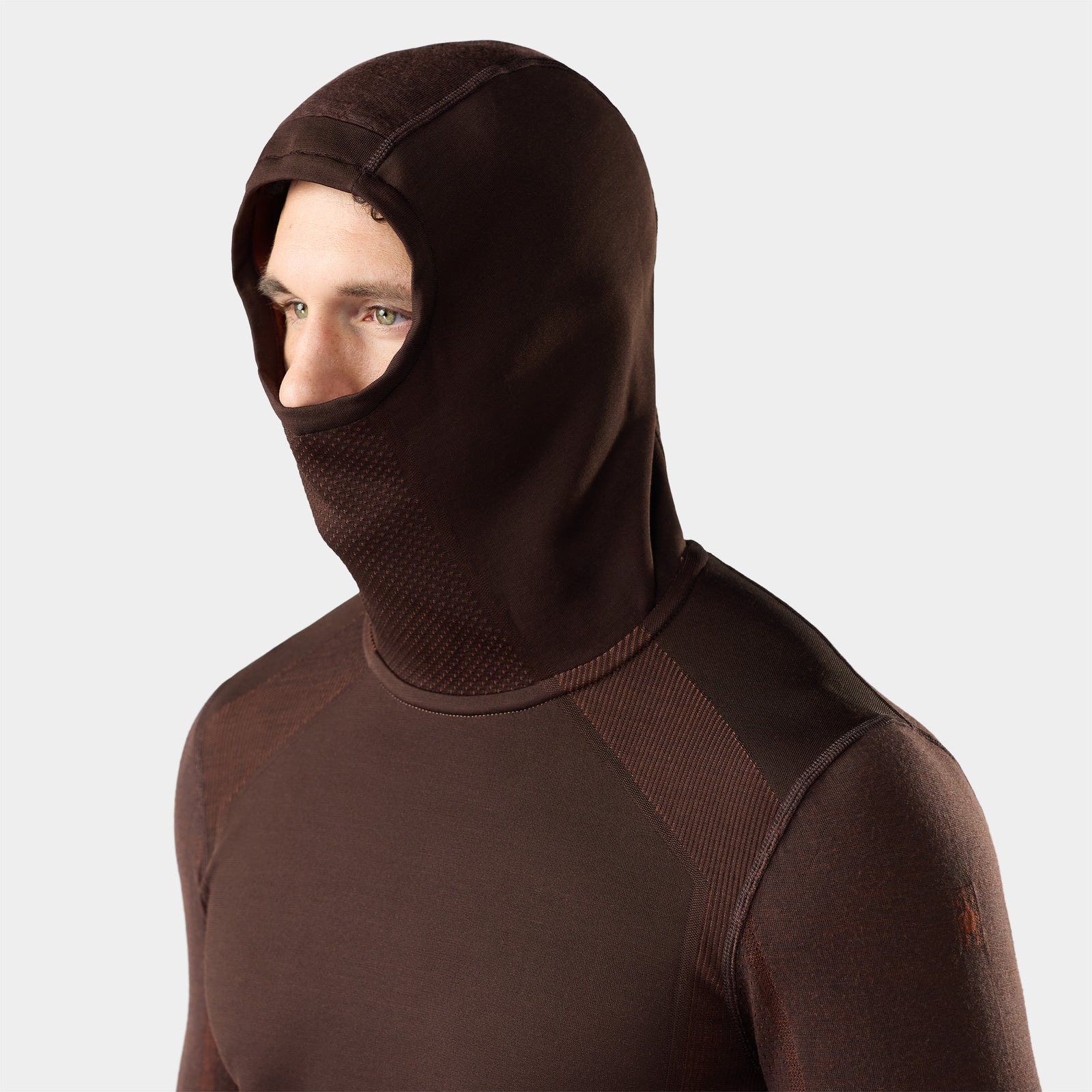 Men's Intraknit™ Thermal Merino Base Layer Hoodie Dark Mink-Burnt Sienna - ver - 3