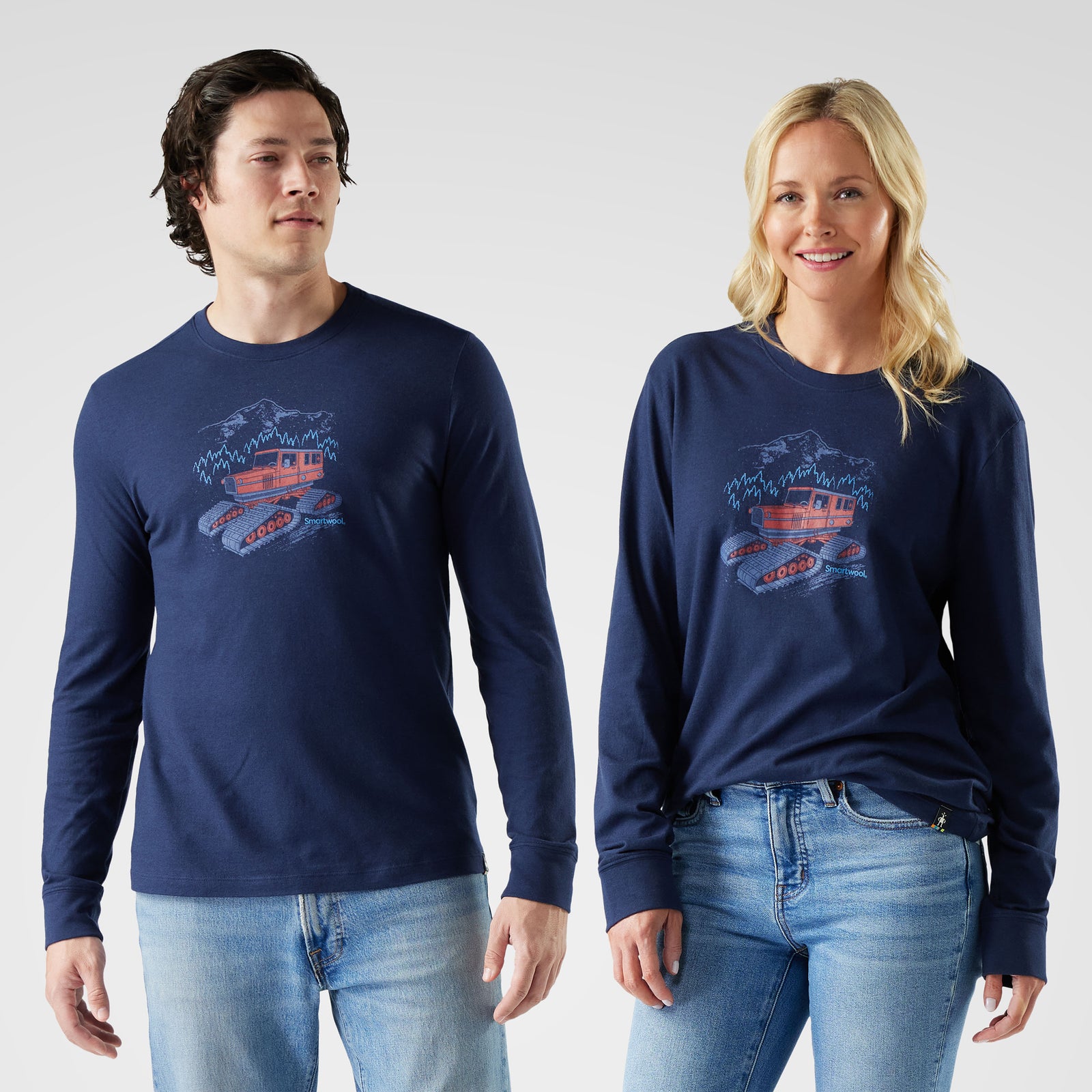 Snowcat Graphic Long Sleeve Graphic Tee Light Gray Heather - ver - 1