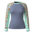 Women's Classic Thermal Merino Base Layer Colorblock Crew Nightfall Blue Heather - ver - 3