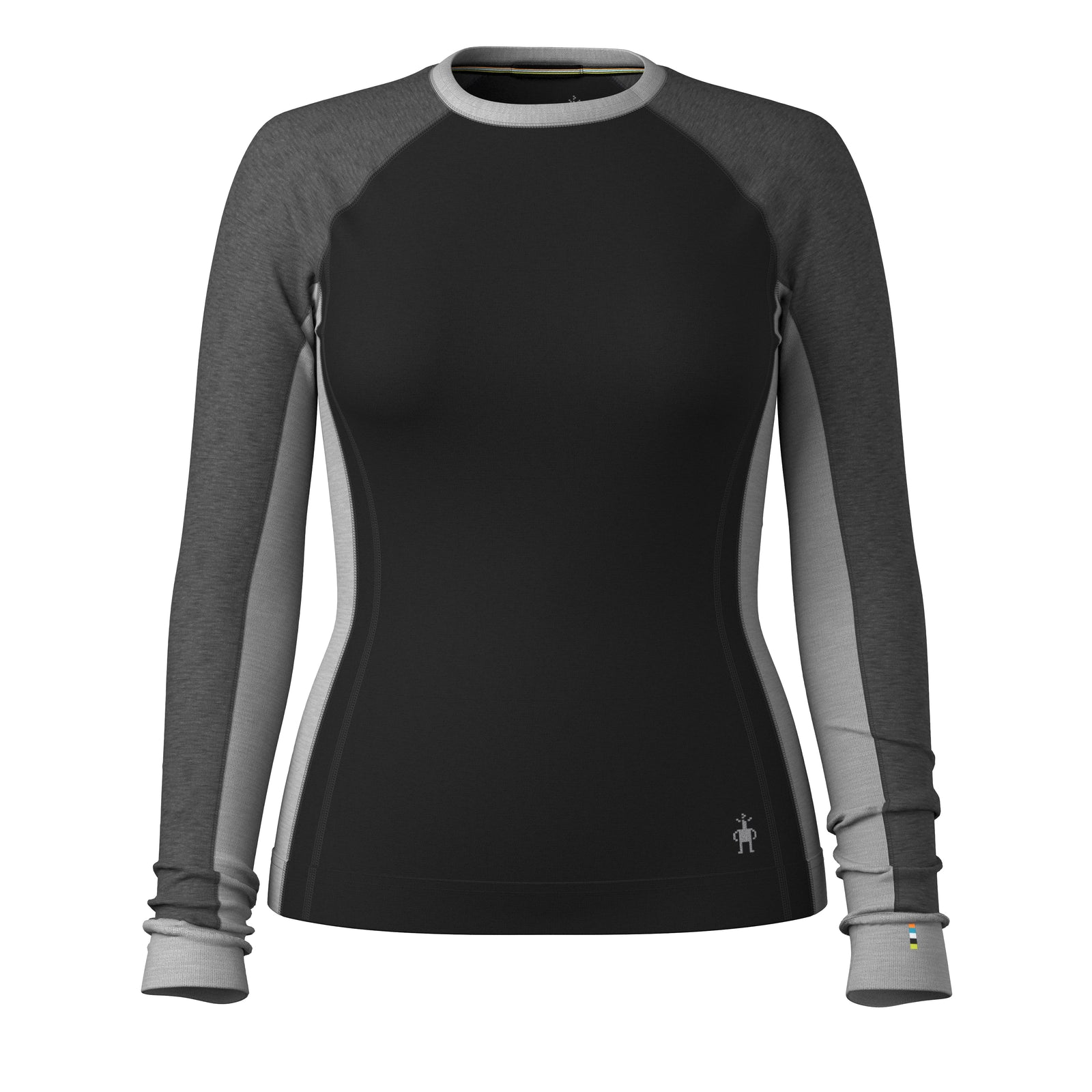 Women's Classic Thermal Merino Base Layer Colorblock Crew Boxed Black - ver - 3