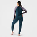 Women's Classic Thermal Merino Base Layer Colorblock Crew Nightfall Blue Heather - ver - 6