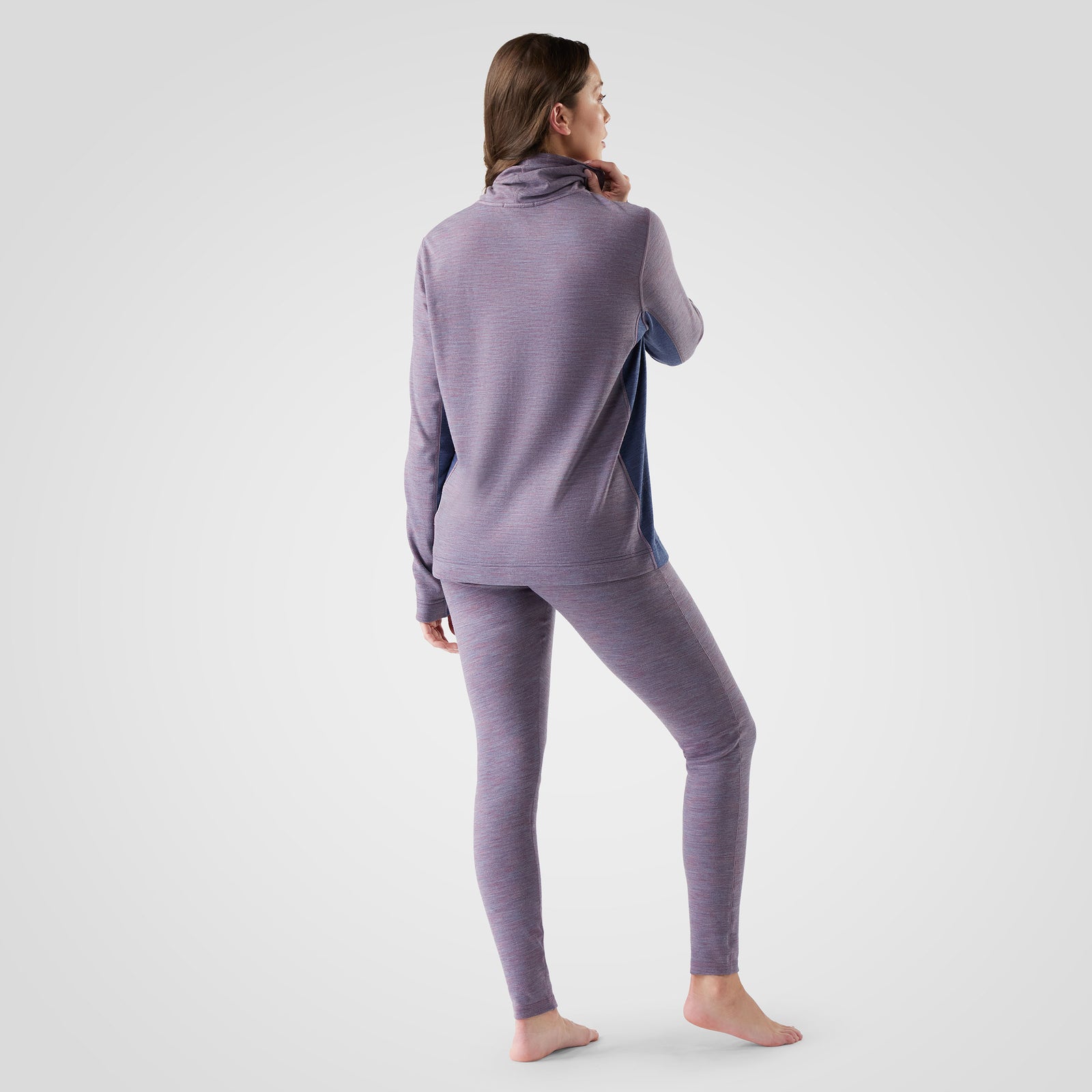 Women's Classic Thermal Merino Mock Neck Chalk Violet Heather - ver - 2