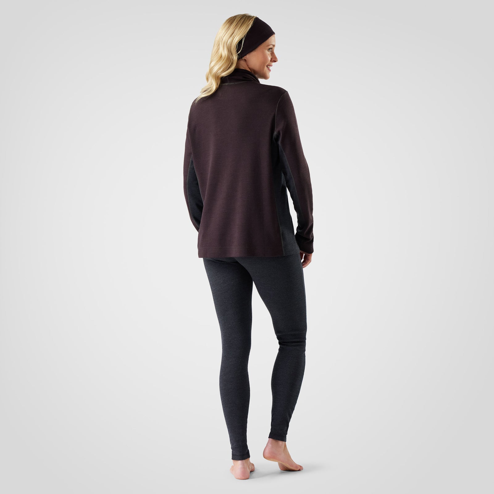Women's Classic Thermal Merino Mock Neck Chalk Violet Heather - ver - 2