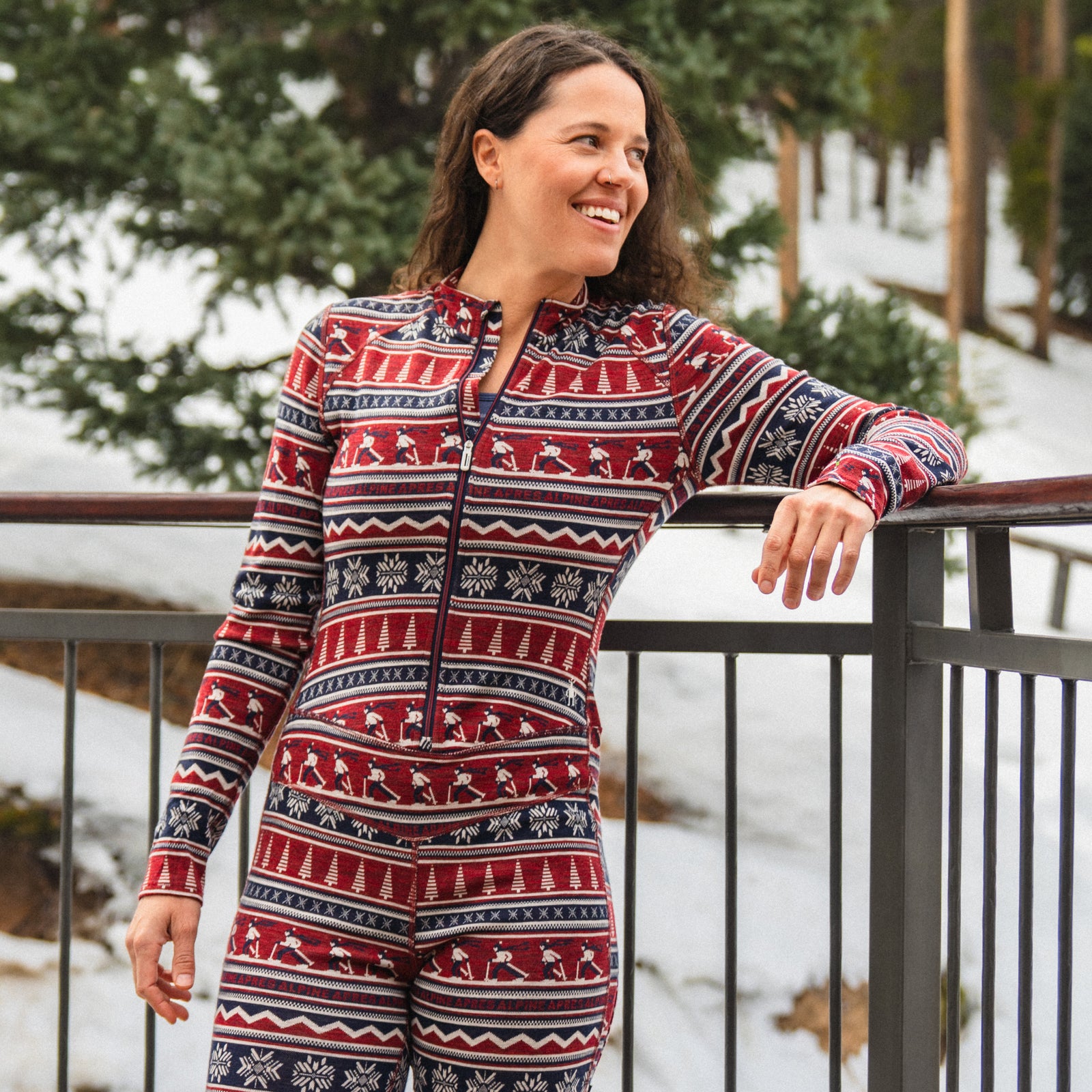 Women's Classic Thermal Merino Base Layer One Piece Currant Alpine Apres - ver - 5