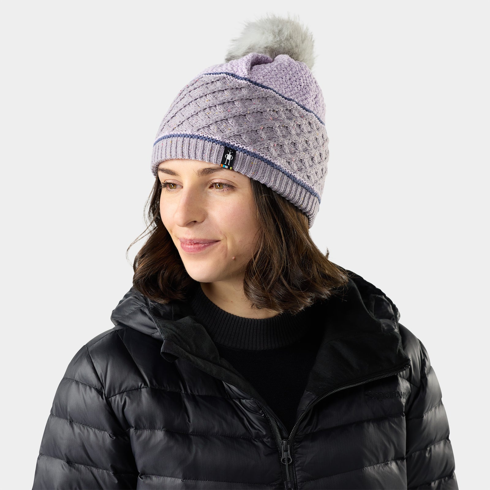 Cable Knit Colorblock Pom Beanie Squash - ver - 1