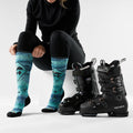 Women's Ski Topo Treasures Print Over The Calf Socks Nightfall Blue - ver - 2