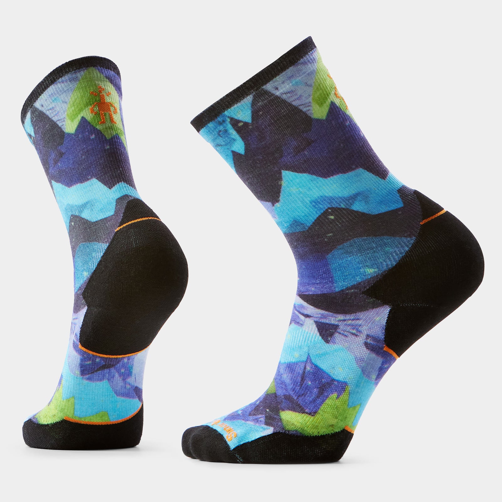 Trail Run Summit Sector Print Crew Socks Nightfall Blue - ver - 1