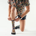 Women's Trail Run Floral Party Print Crew Socks Multi Color - ver - 2