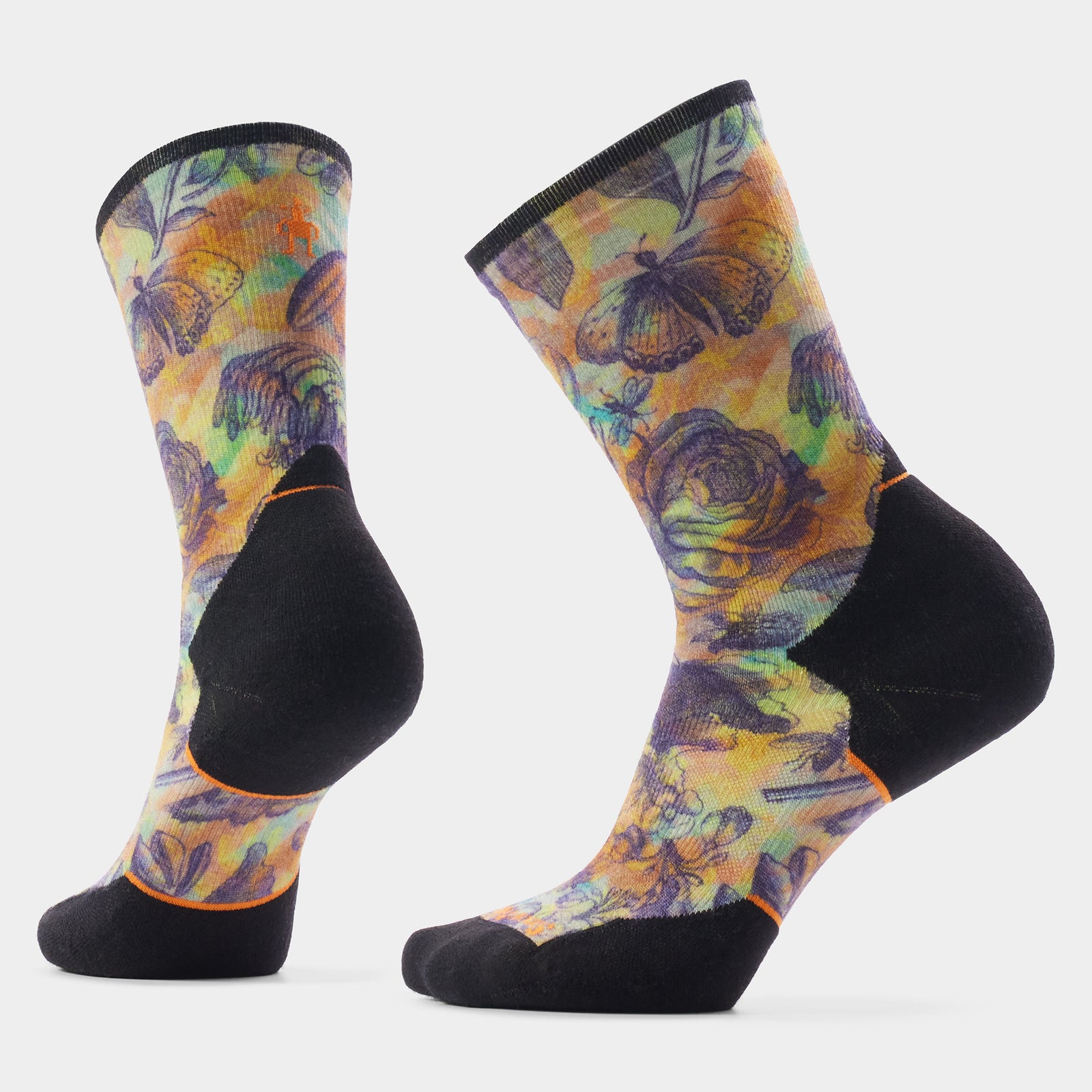 Women's Trail Run Floral Party Print Crew Socks Multi Color - ver - 1