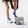 Women’s Hike Mountain Sunrise Print Crew Socks Deep Navy - ver - 2