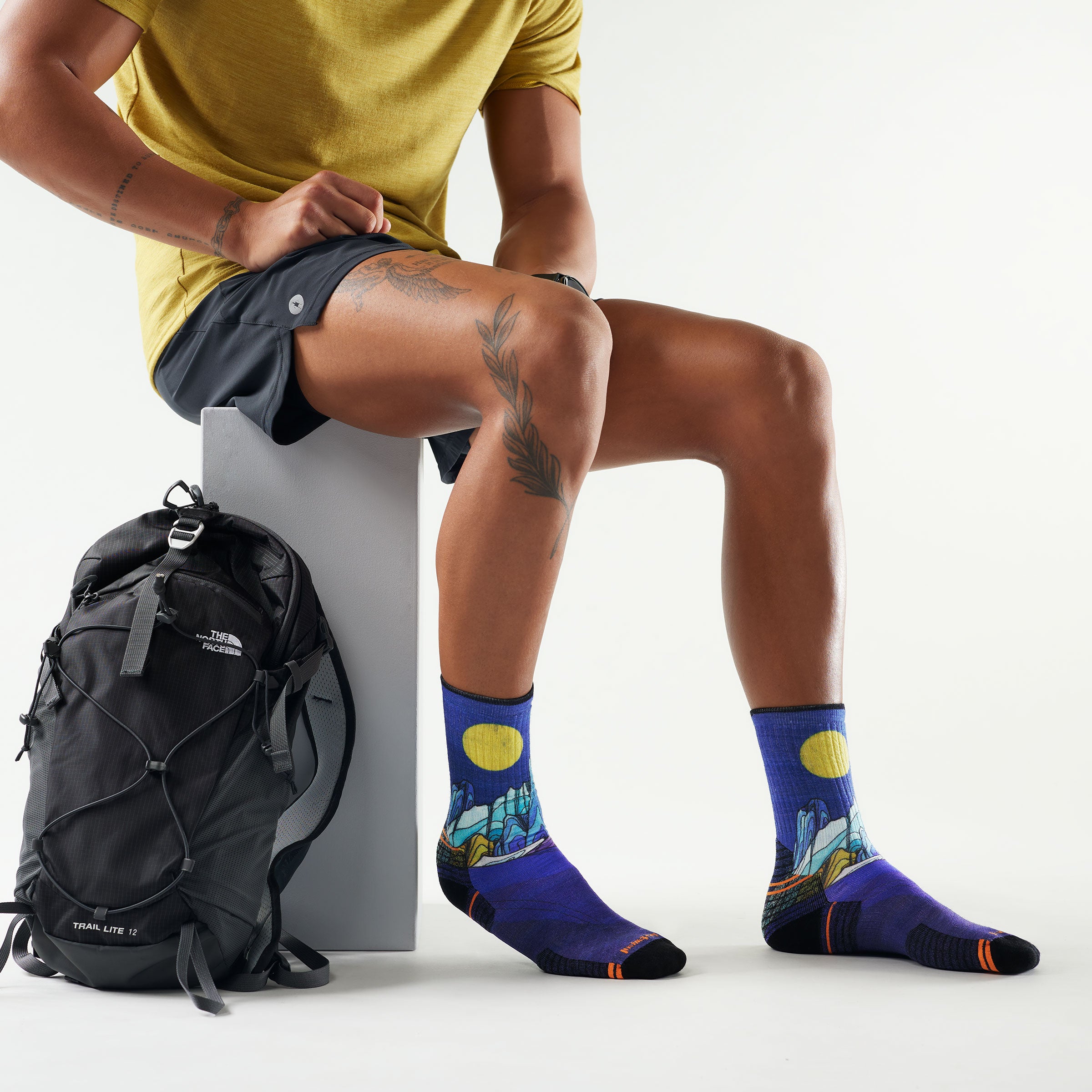 Hike Mountain Myth Print Crew Socks - Deep Navy