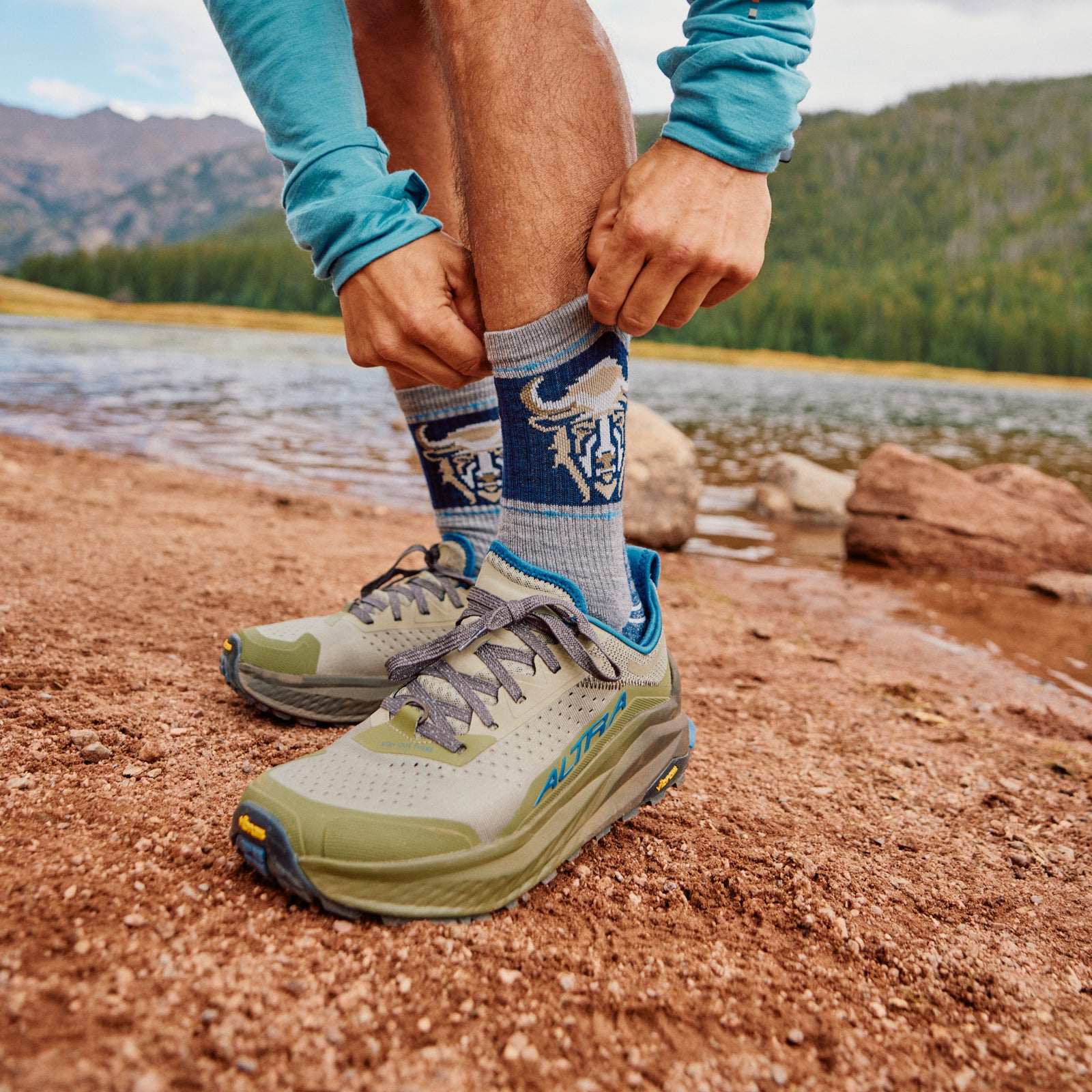 Hike Bison Crew Socks Winter Moss - ver - 3