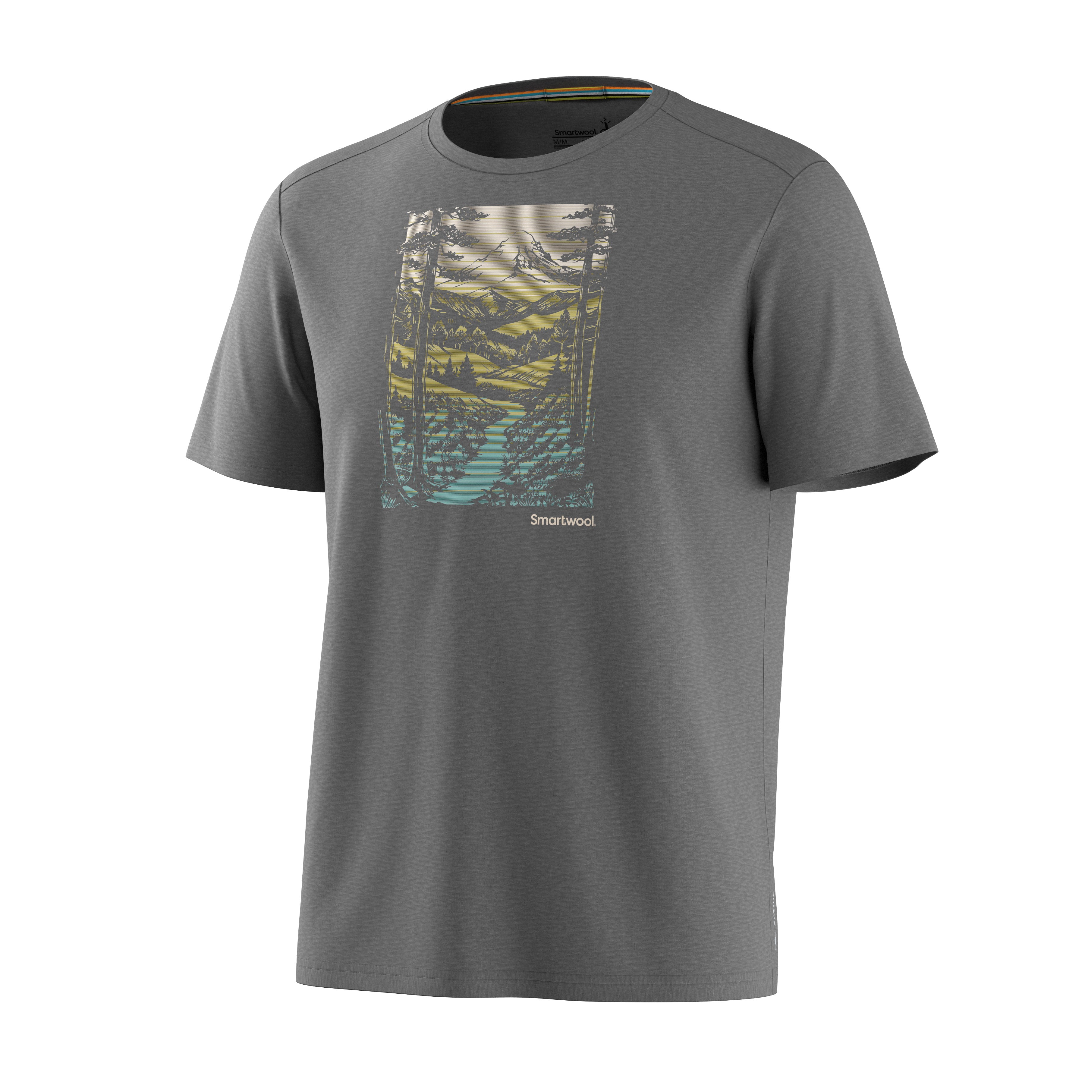 Men's Winding Trail Active Short Sleeve Graphic Tee Light Gray Heather