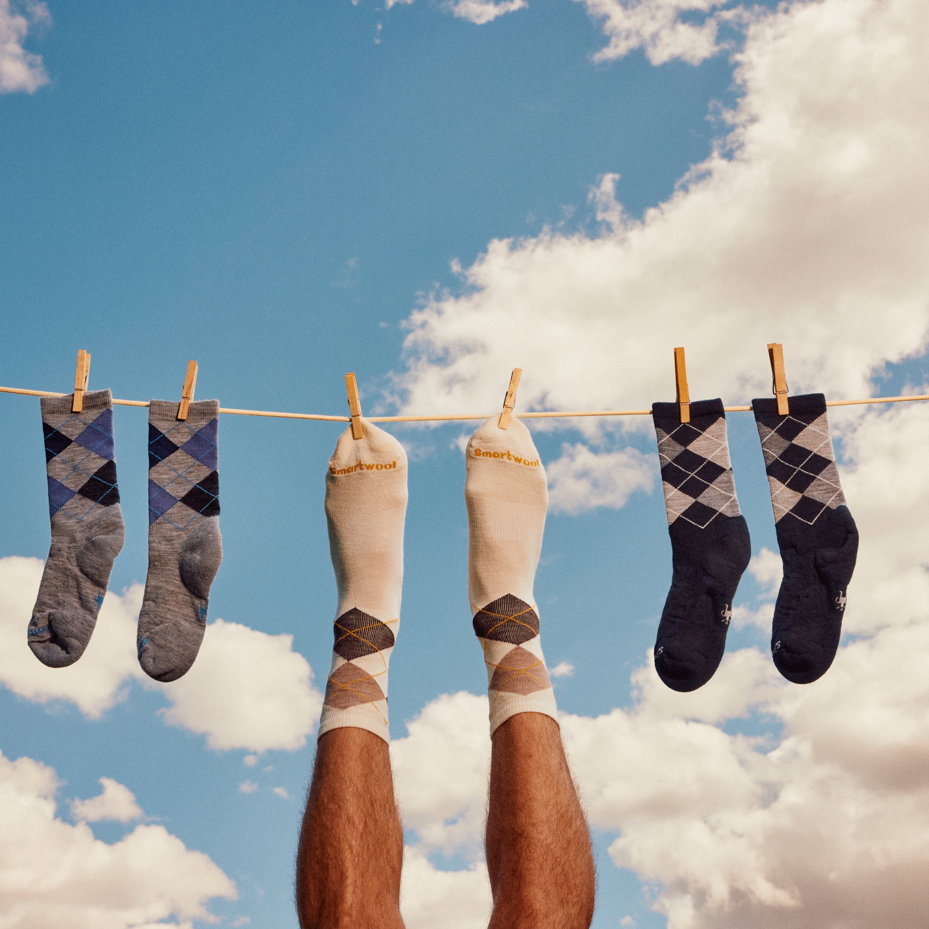 Everyday Diamond Jim Argyle Crew Socks - Light Gray
