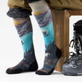 Ski Winter Phase Print Over the Calf Socks Purple Dawn - ver - 2