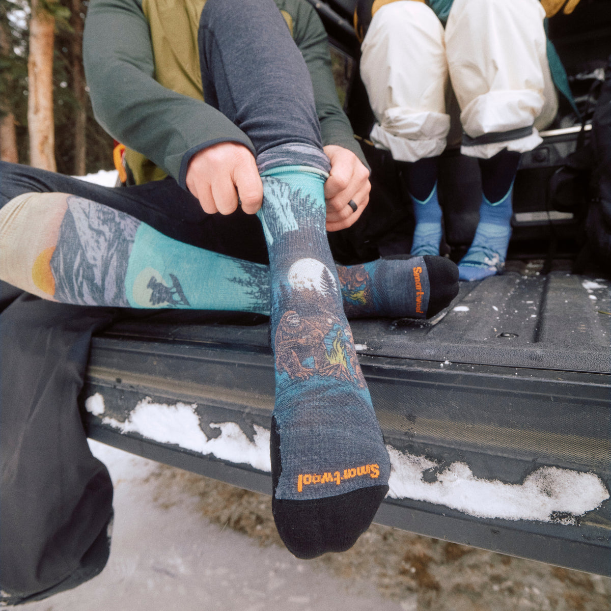 Ski Winter Phase Print Over the Calf Socks Purple Dawn - ver - 3