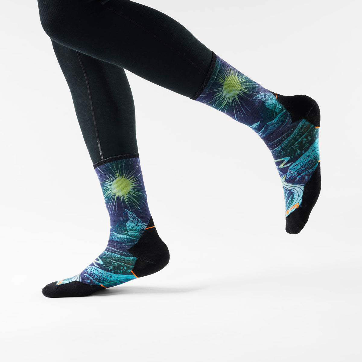Trail Run Treeline Print Crew Socks Deep Navy - 2