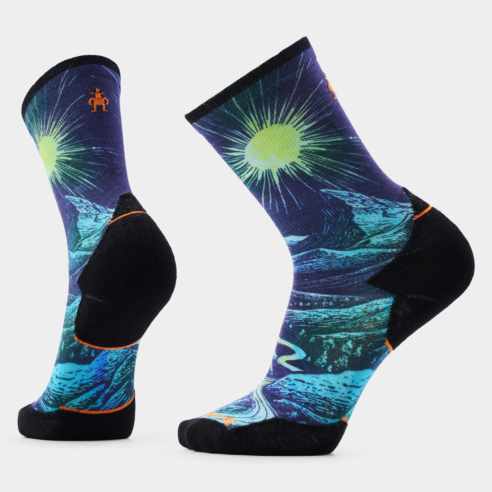 Trail Run Treeline Print Crew Socks Deep Navy - ver - 1
