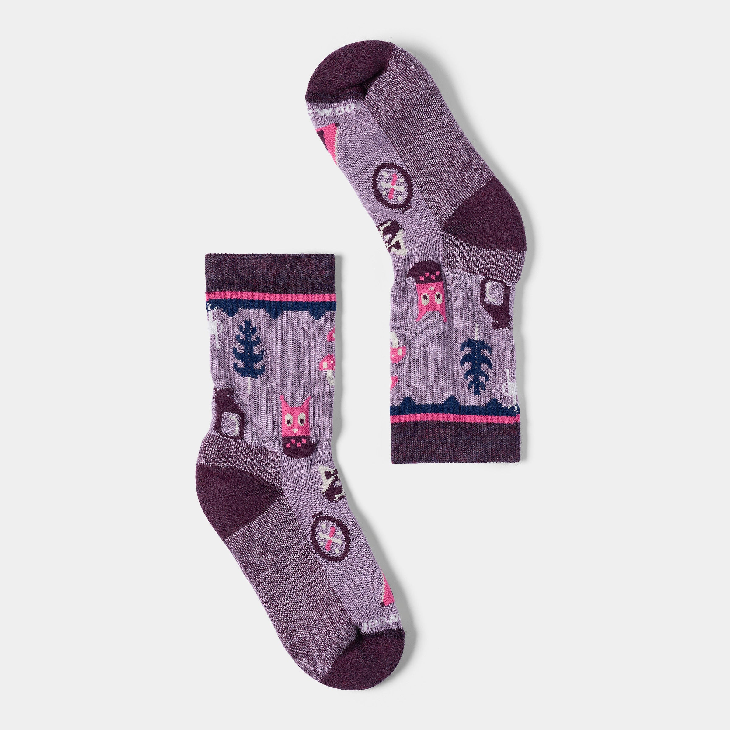 Kids' Hike Critter Cache Crew Socks Purple Dawn