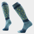 Women's Snowboard Wild Blossom Over the Calf Socks Dusty Teal - ver - 1